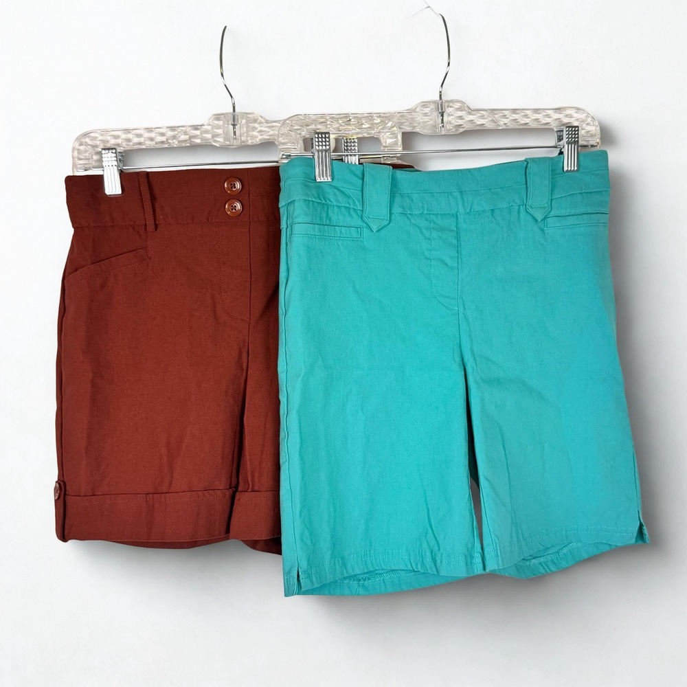 Rekucci Womens Golf Shorts Bundle Size 8 Teal Rust Stretch Performance